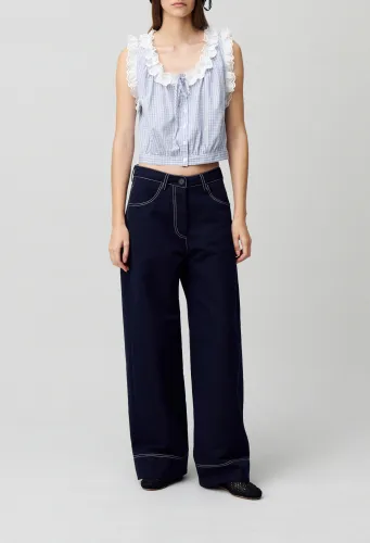 Top dentelle à carreaux - Claudie Pierlot - Modalova
