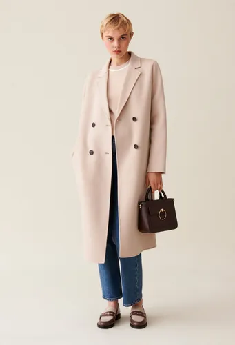 Manteau mi-long laine mélangée beige - Claudie Pierlot - Modalova