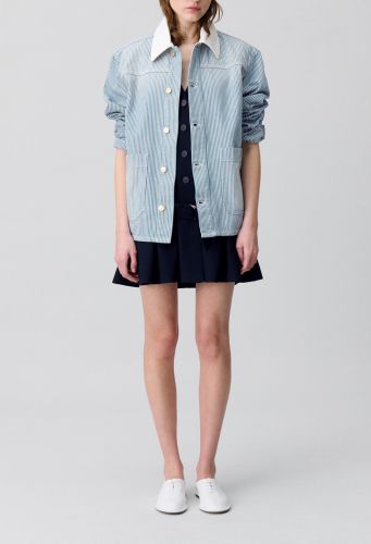Veste denim gabardine à rayures - Claudie Pierlot - Modalova