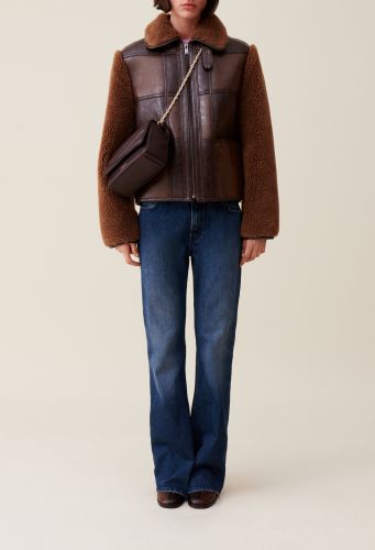 Veste bi-matière courte bicolore - Claudie Pierlot - Modalova