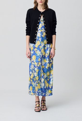 Robe longue satinée florale - Claudie Pierlot - Modalova