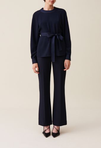 Blouse fluide ceinturée marine - Claudie Pierlot - Modalova
