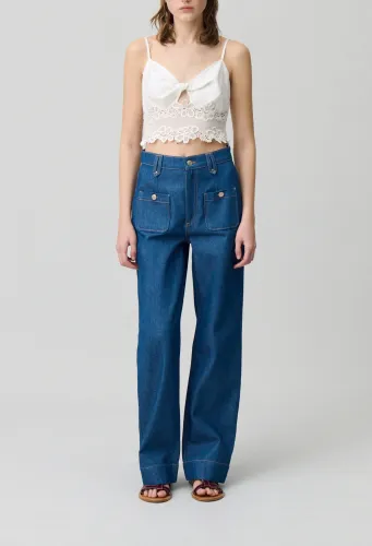 Top fines bretelles brodé - Claudie Pierlot - Modalova