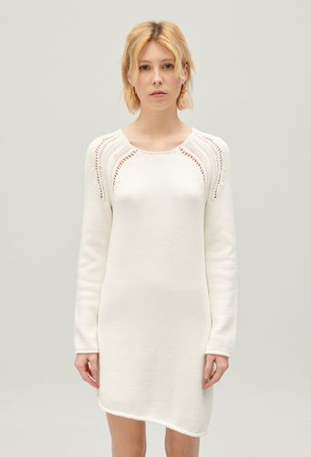 Robe courte asymétrique maille écrue - Claudie Pierlot - Modalova