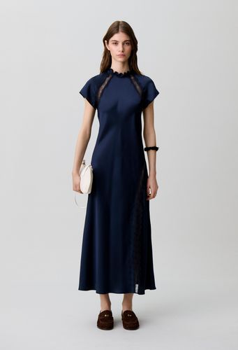 Robe satinée col victorien - Claudie Pierlot - Modalova