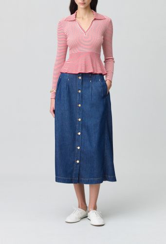 Top maille fine rayé volants - Claudie Pierlot - Modalova