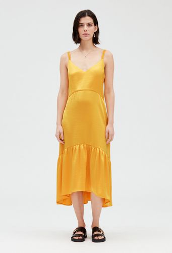 Robe midi satinée jaune - Claudie Pierlot - Modalova