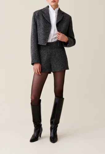 Veste tweed gris laine mélangée - Claudie Pierlot - Modalova