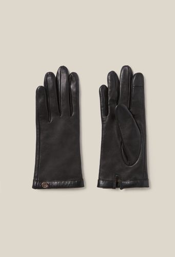 Gants cuir noir monogramme CP doré - Claudie Pierlot - Modalova