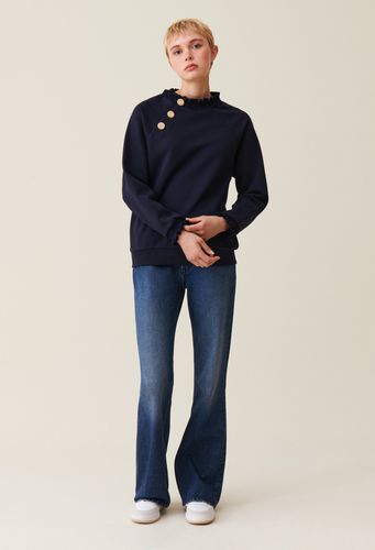 Sweatshirt col boutons marine - Claudie Pierlot - Modalova