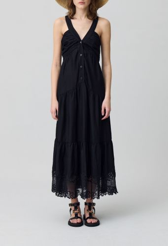 Robe longue broderies fleurs - Claudie Pierlot - Modalova