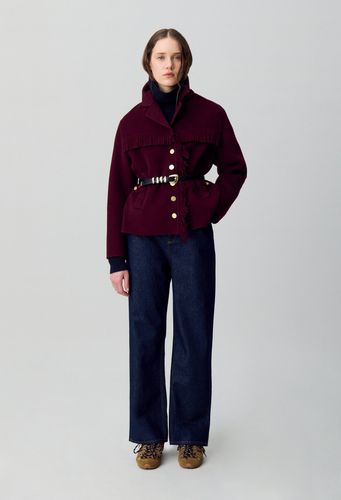 Manteau court laine franges - Claudie Pierlot - Modalova