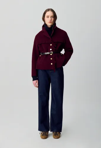 Manteau court laine franges - Claudie Pierlot - Modalova