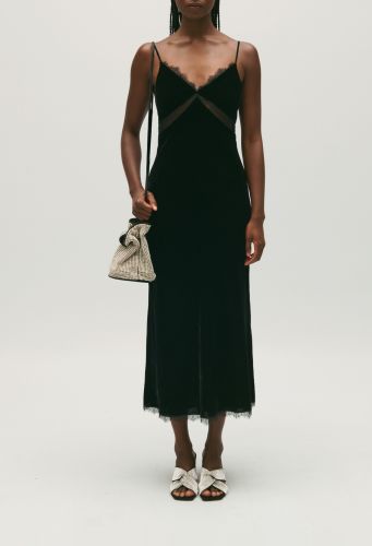 Robe midi velours noir - Claudie Pierlot - Modalova