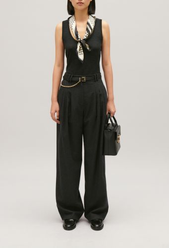 Pantalon large gris chiné - Claudie Pierlot - Modalova