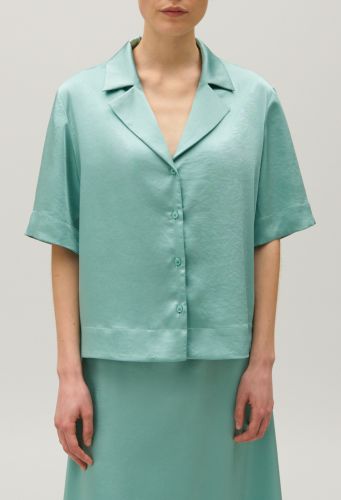 Chemise fluide satinée vert d'eau - Claudie Pierlot - Modalova