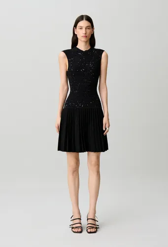 Robe courte ajustée maille sequins - Claudie Pierlot - Modalova