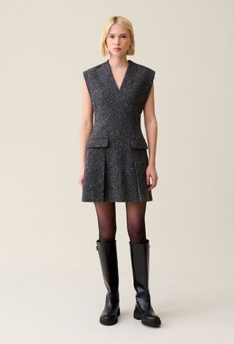 Robe grise cintrée tailleur tweed - Claudie Pierlot - Modalova