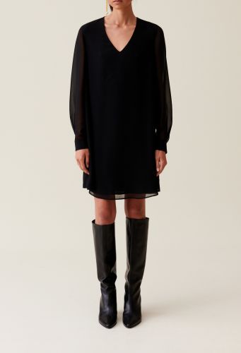 Robe courte fluide babydoll noir - Claudie Pierlot - Modalova