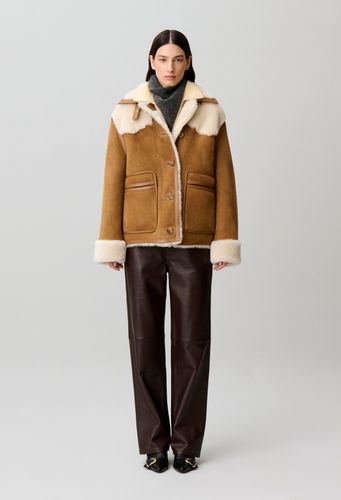 Veste peau lainée col cuir - Claudie Pierlot - Modalova