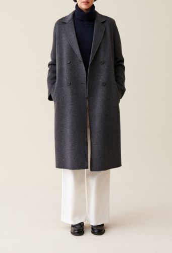 Manteau laine double face gris chiné - Claudie Pierlot - Modalova
