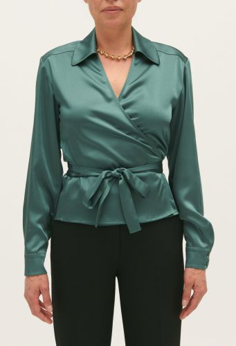 Blouse cache-caur verte - Claudie Pierlot - Modalova