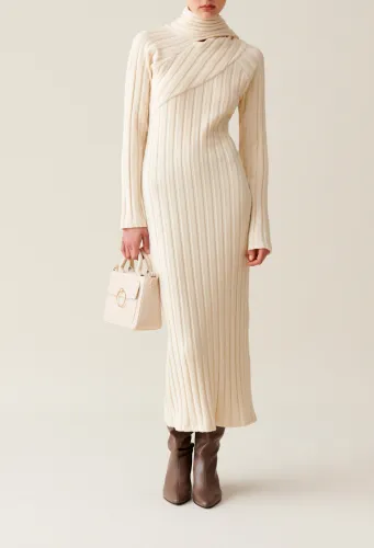 Robe longue maille écharpe à nouer - Claudie Pierlot - Modalova