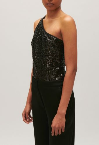 Body asymétrique sequins noir - Claudie Pierlot - Modalova