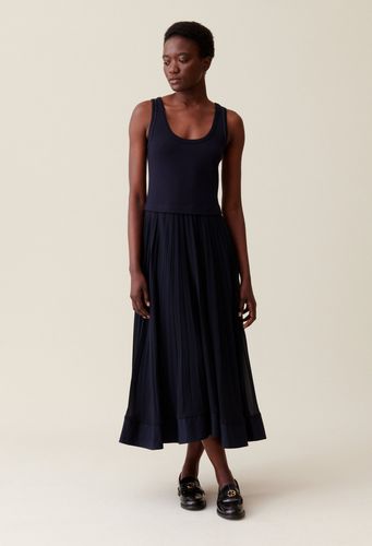 Robe longue plissée marine - Claudie Pierlot - Modalova