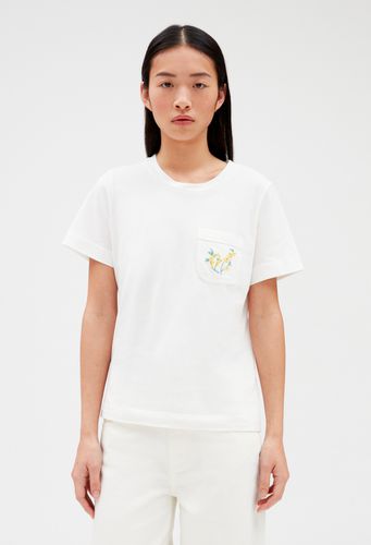 T-shirt poche brodée blanc - Claudie Pierlot - Modalova