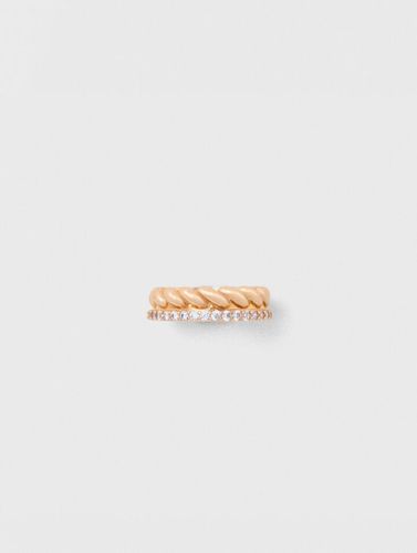 Bague Dorée Torsadée Et Strassée - Taille 1 - Maje - Modalova