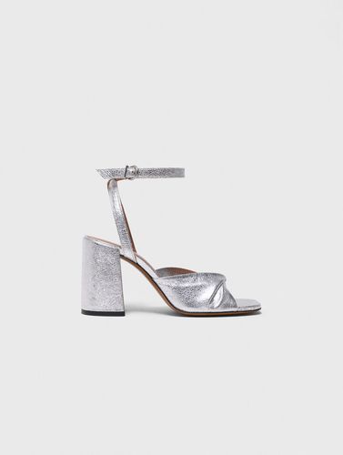 Sandales En Cuir Métalisé À Talon - Maje - Modalova