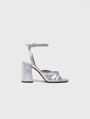 Sandales En Cuir Métalisé À Talon - Taille 36 - Maje - Modalova