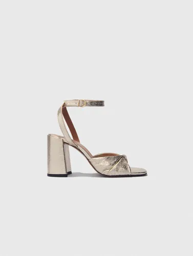 Sandales En Cuir Métallisé À Talon - Taille 36 - Maje - Modalova
