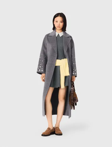 Manteau Long Double Face Et Strass - Taille 36 - Maje - Modalova