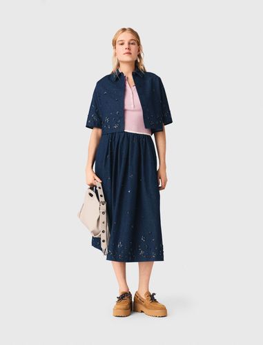 Chemise Courte En Denim Brodé - Taille 0 - Maje - Modalova