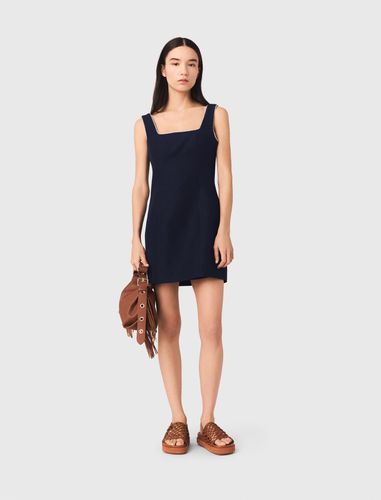 Robe Courte En Lin Mélangé - Bleu - Taille 36 - Maje - Modalova