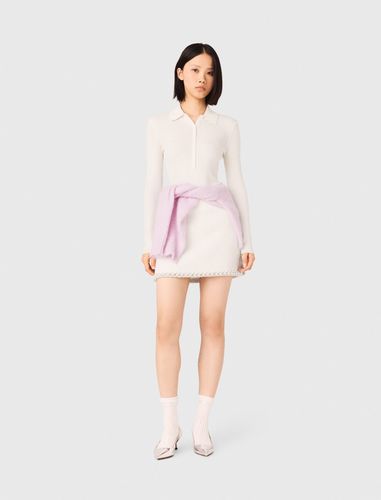 Pull Cotelé À Col Polo - Blanc - Taille 3 - Maje - Modalova