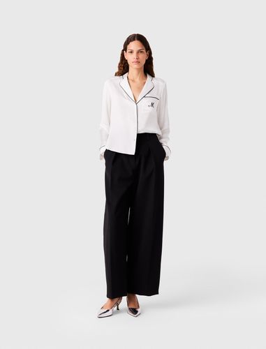 Chemise En Soie Brodée - Blanc - Taille 1 - Maje - Modalova