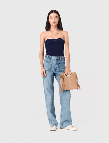 Bustier En Maille Contrastée - Bleu - Taille 1 - Maje - Modalova