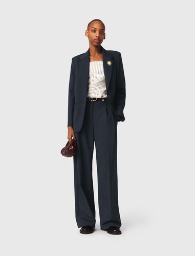 Veste De Tailleur À Rayures - Bleu - Taille 34 - Maje - Modalova