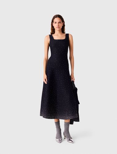 Robe Longe En Maille Strassée - Bleu - Taille 34 - Maje - Modalova