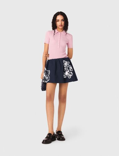 Jupe Courte En Coton - Bleu - Taille 36 - Maje - Modalova