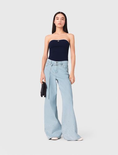 Jean Large Avec Strass - Taille 34 - Maje - Modalova