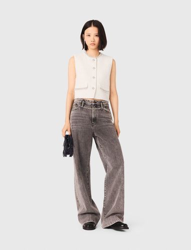 Veston En Tweed Et Galon De Perles - Blanc - Taille 36 - Maje - Modalova