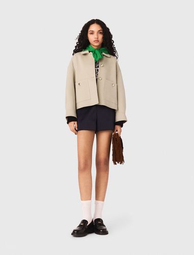 Veste Courte En Laine Et Dos Plissé - Taille 40 - Maje - Modalova
