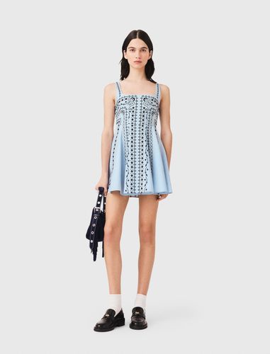 Robe Courte Brodée En Lin Mélangé - Taille 34 - Maje - Modalova