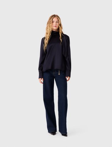 Blouse En Satin À Dos Drapé - Bleu - Taille 0 - Maje - Modalova