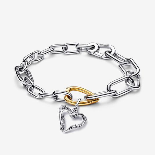 Bracelet Composé Coeur Bicolore et Cœur Fil de Fer ME - Pandora - Modalova