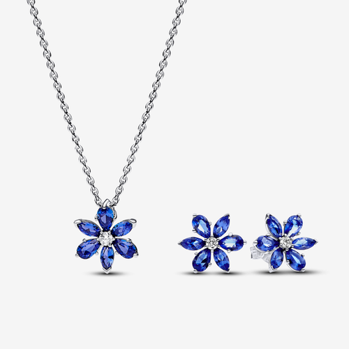 Parure Collier et Clous d'Oreilles Herbier Bleu Scintillant - Pandora - Modalova